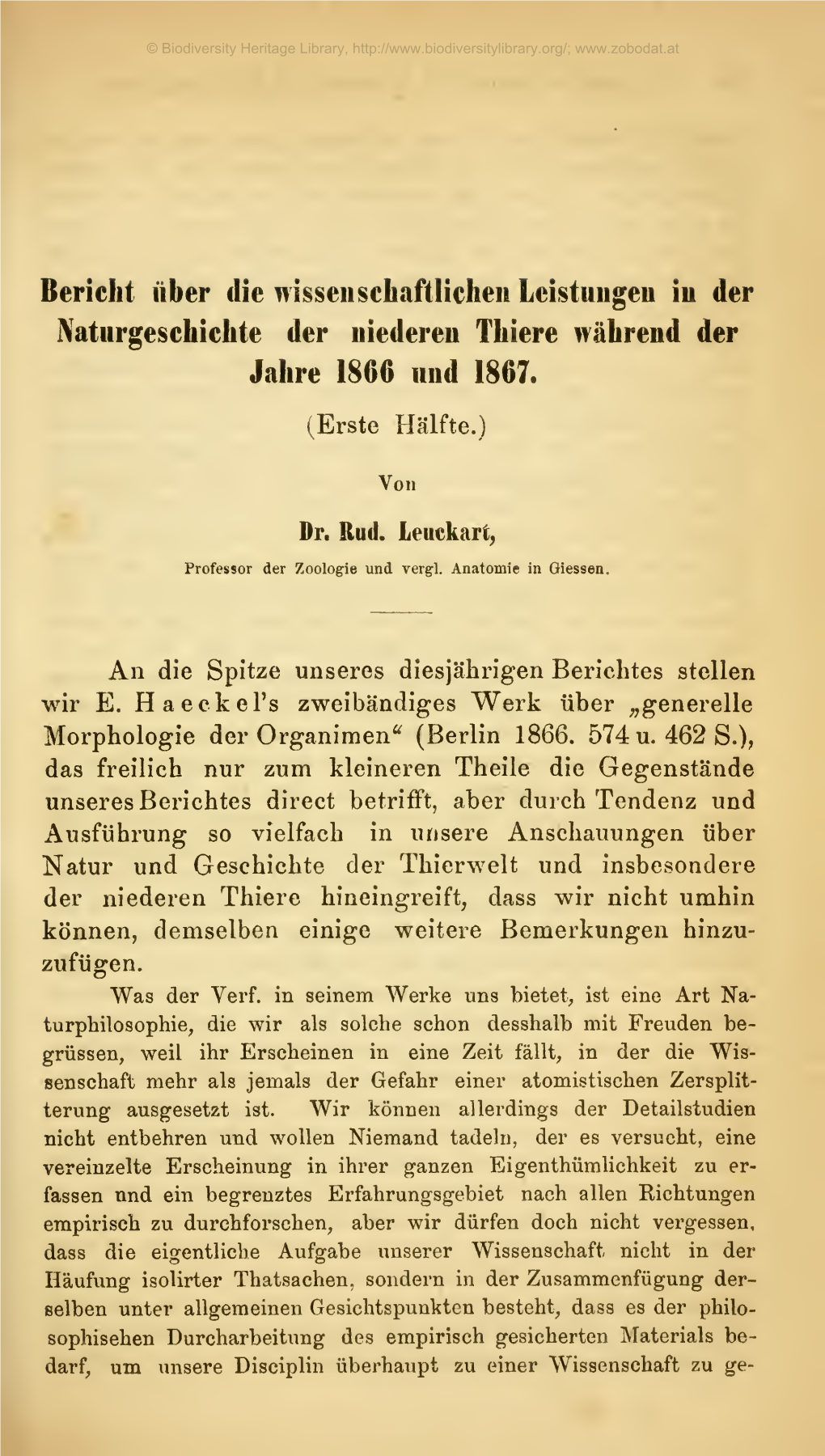 Archiv Für Naturgeschichte