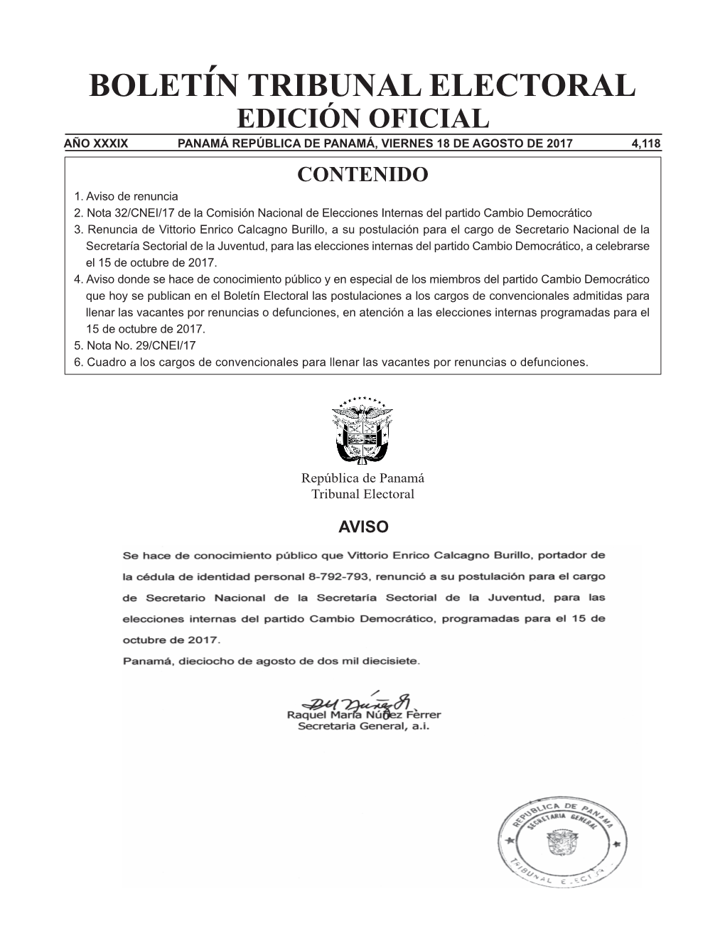 República De Panamá Tribunal Electoral