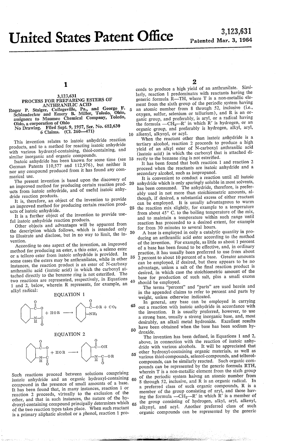 United States Patent Office Patented Mar