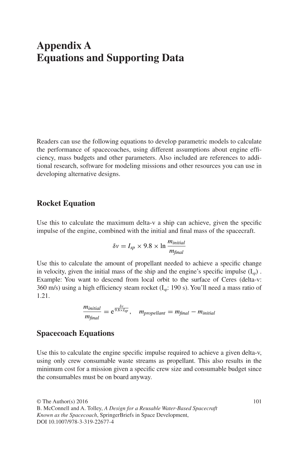 Appendix a Equations and Supporting Data