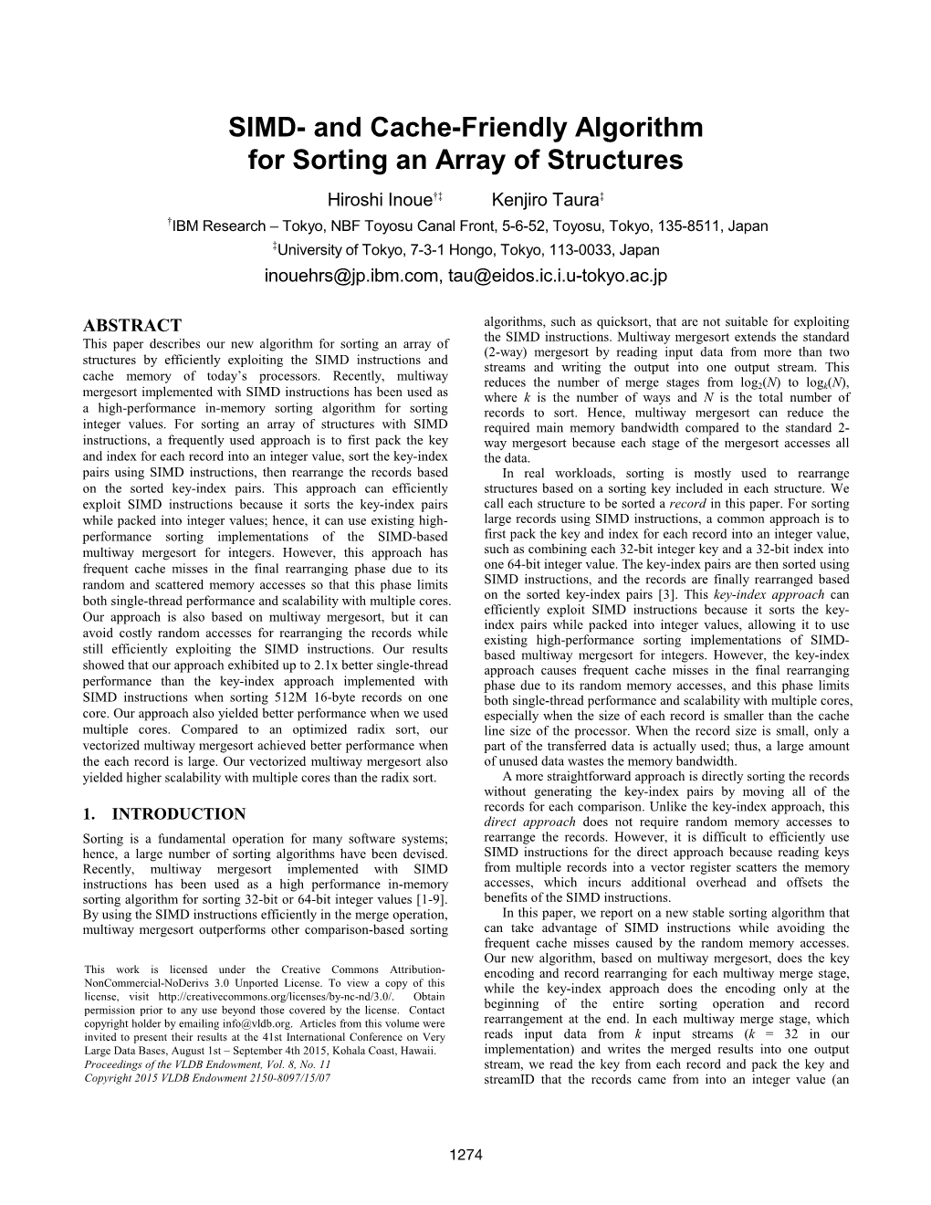 SIMD- and Cache-Friendly Algorithm for Sorting an Array of Structures