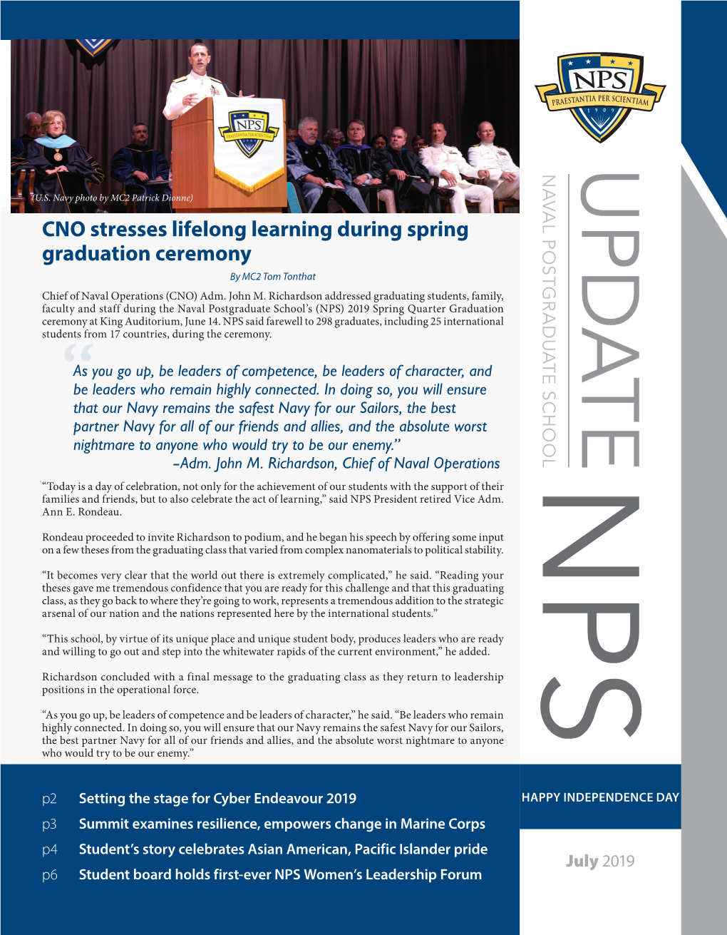 CNO Stresses Lifelong Learning During Spring Graduation Ceremony by MC2 Tom Tonthat Chief of Naval Operations (CNO) Adm