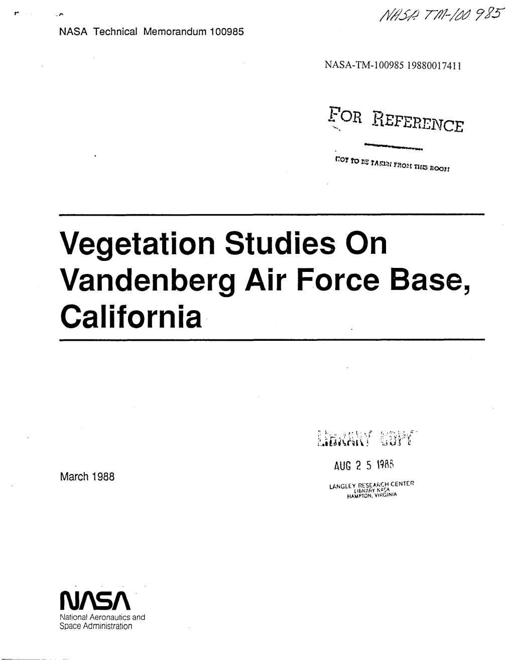 Vegetation Studies on California