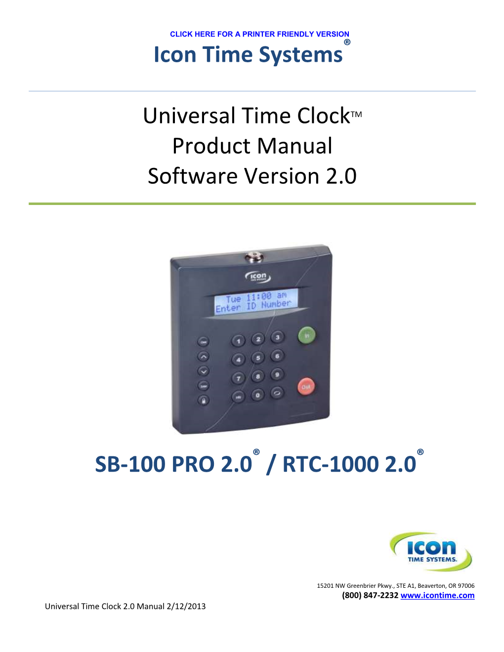 Universal Time Clock User Guide