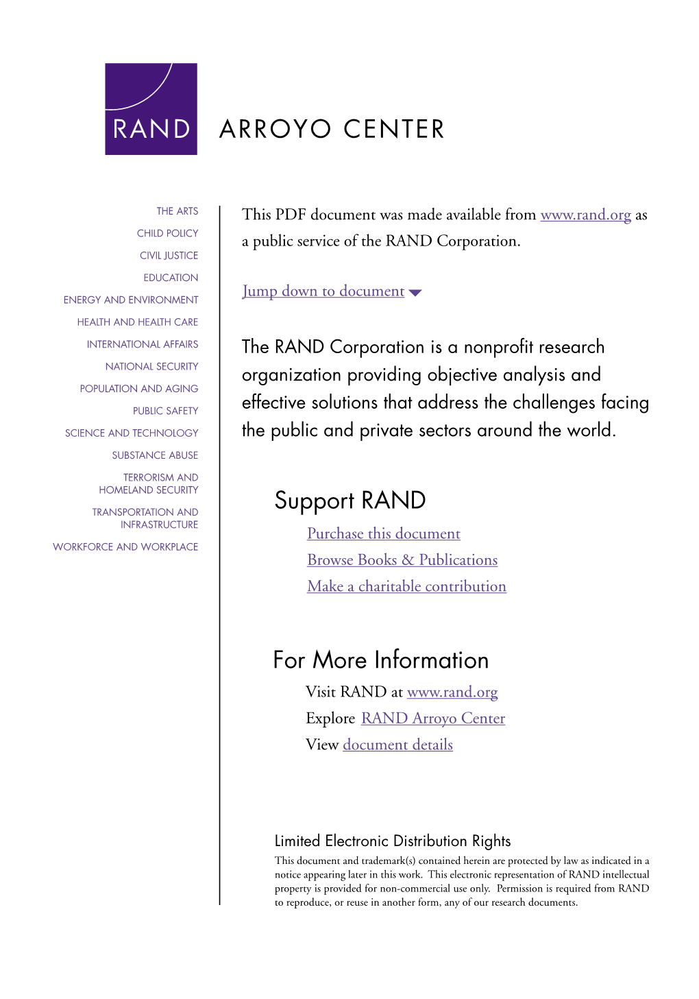 Sustainment of Army Forces in Operation Iraqi Freedom: Major Findings and Recommendations