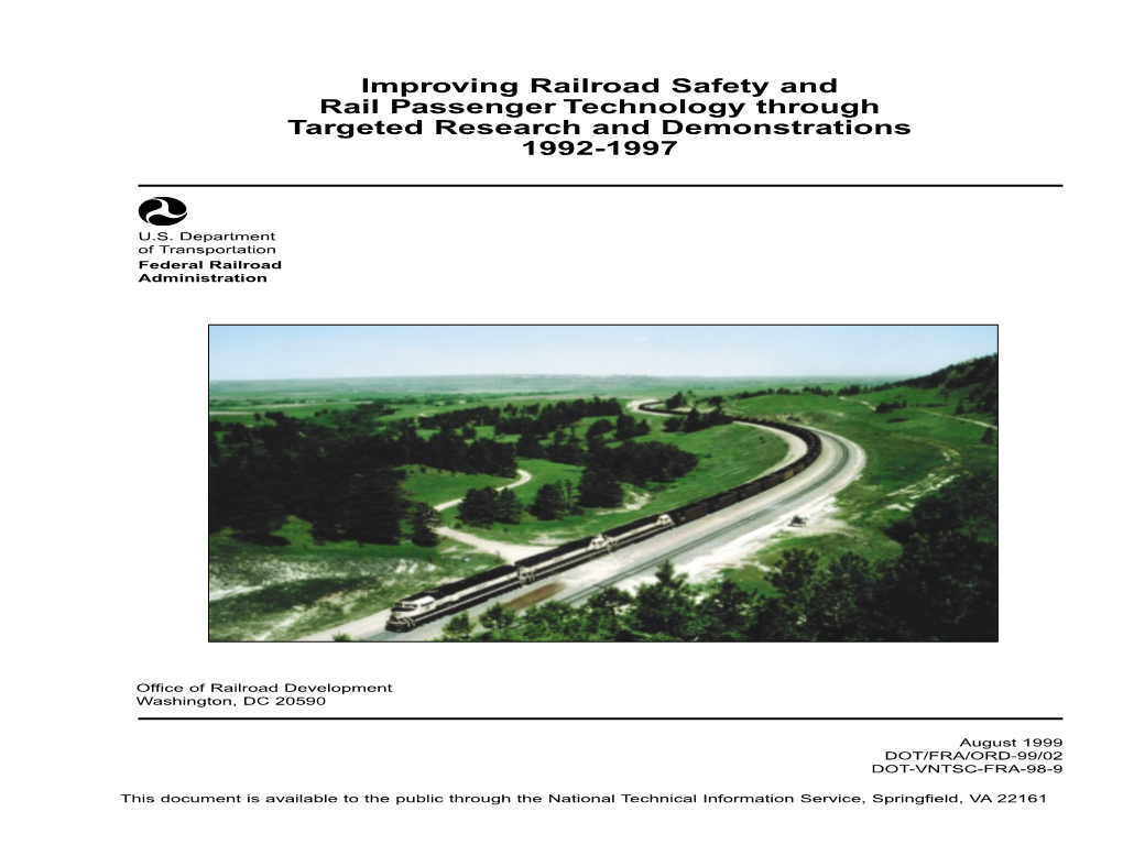 Improving Railroad Safety and Rail Passenger Technology Through Targeted Research and Demonstrations