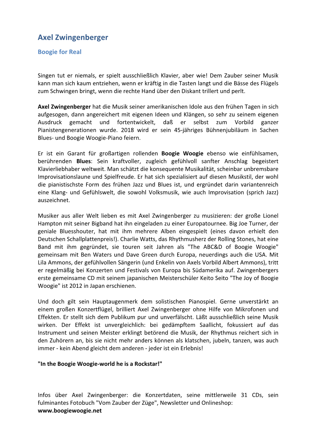 Axel Zwingenberger Text (.Pdf, )