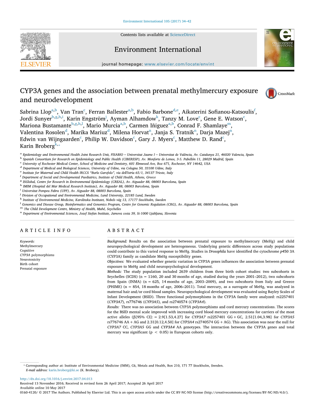 CYP3A Genes and the Association Between Prenatal Methylmercury Exposure MARK and Neurodevelopment