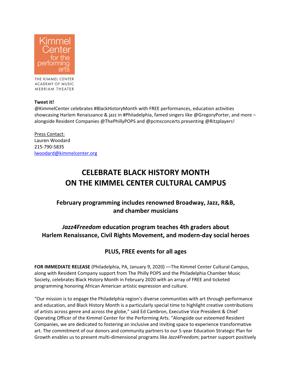 Celebrate Black History Month on the Kimmel Center Cultural Campus