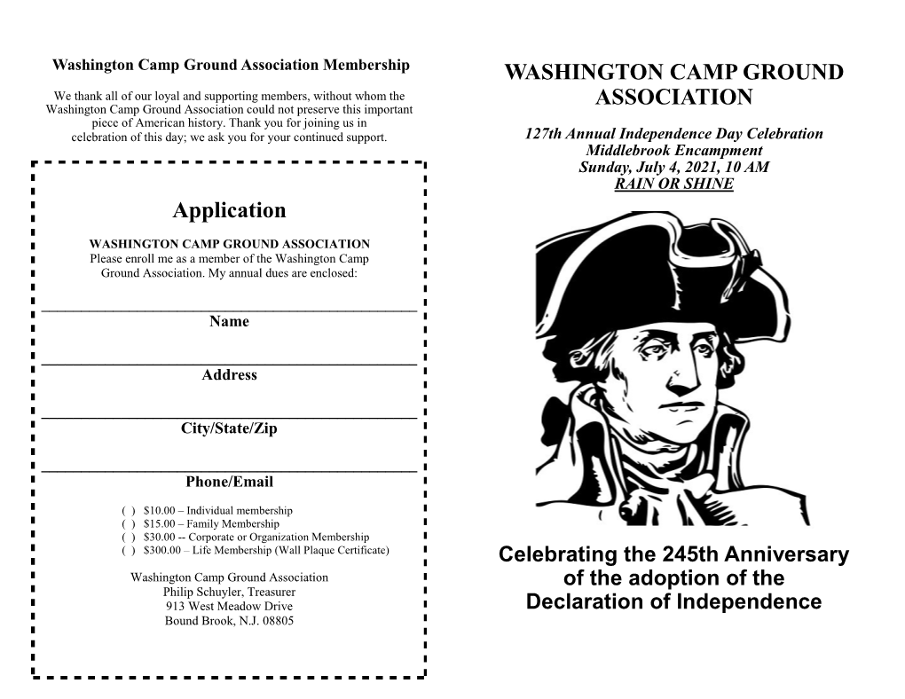 Application WASHINGTON CAMP GROUND ASSOCIATION