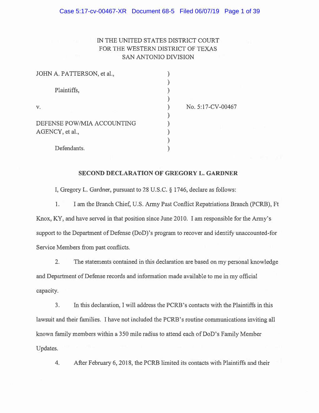 Case 5:17-Cv-00467-XR Document 68-5 Filed 06/07/19 Page 1 of 39