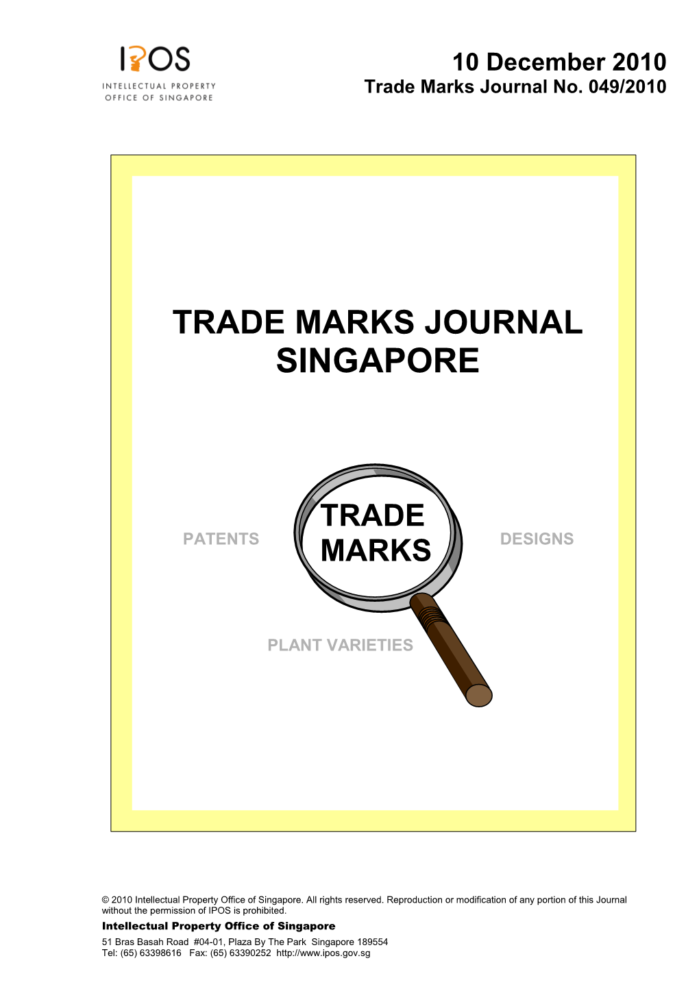 Trade Marks Journal Singapore Trade Marks