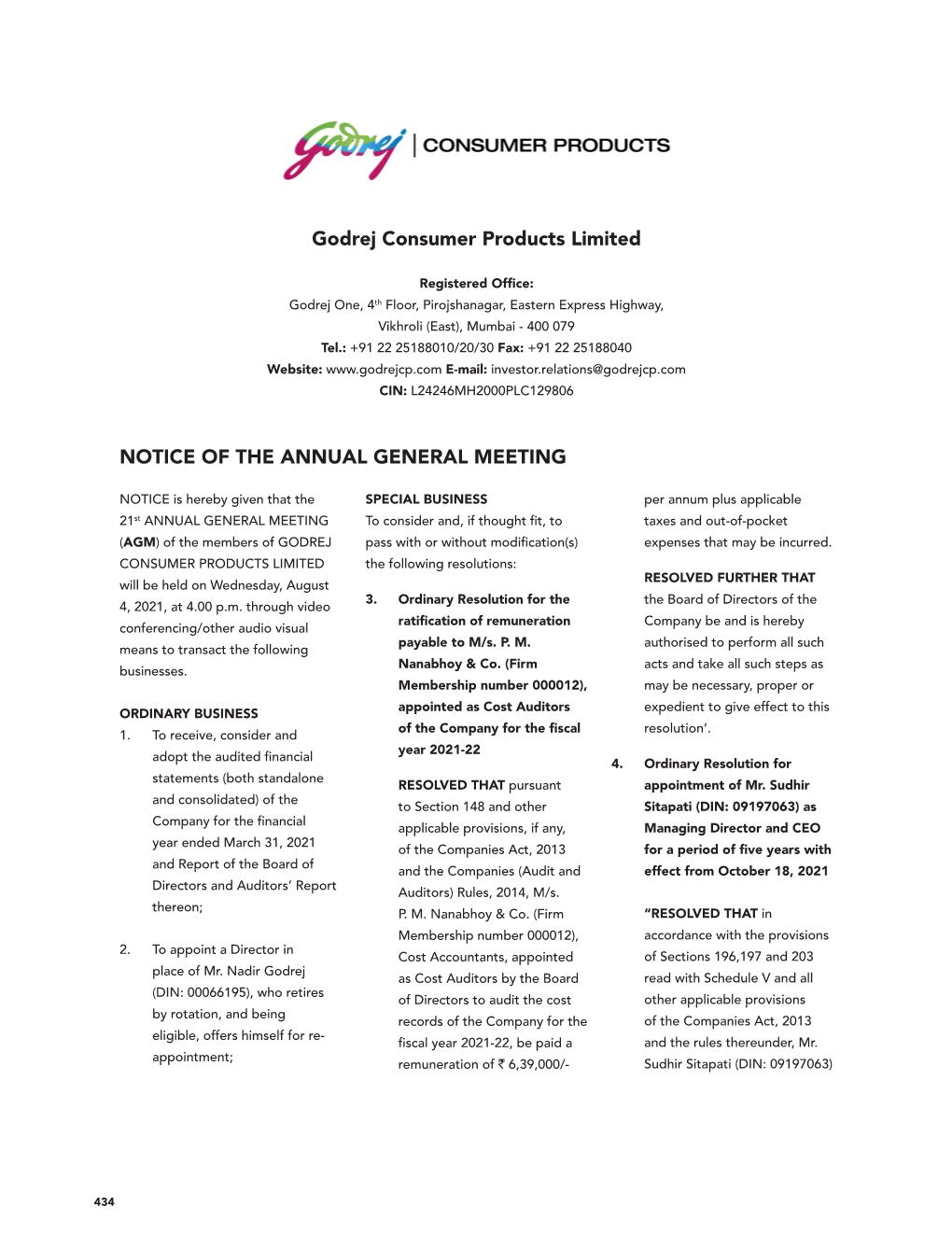 Notice of the Annual General Meeting