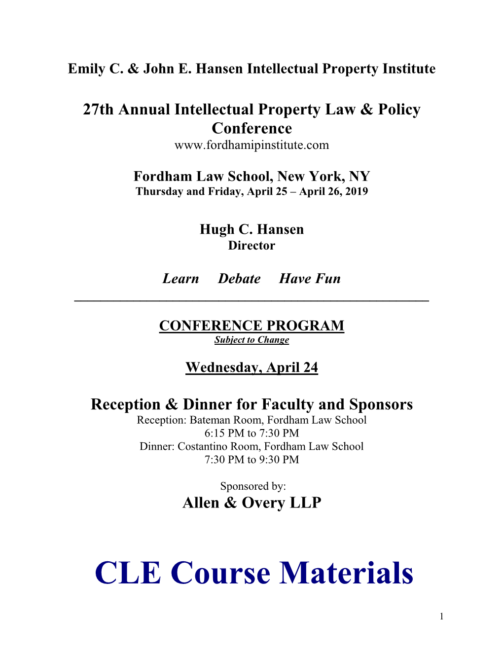 CLE Course Materials