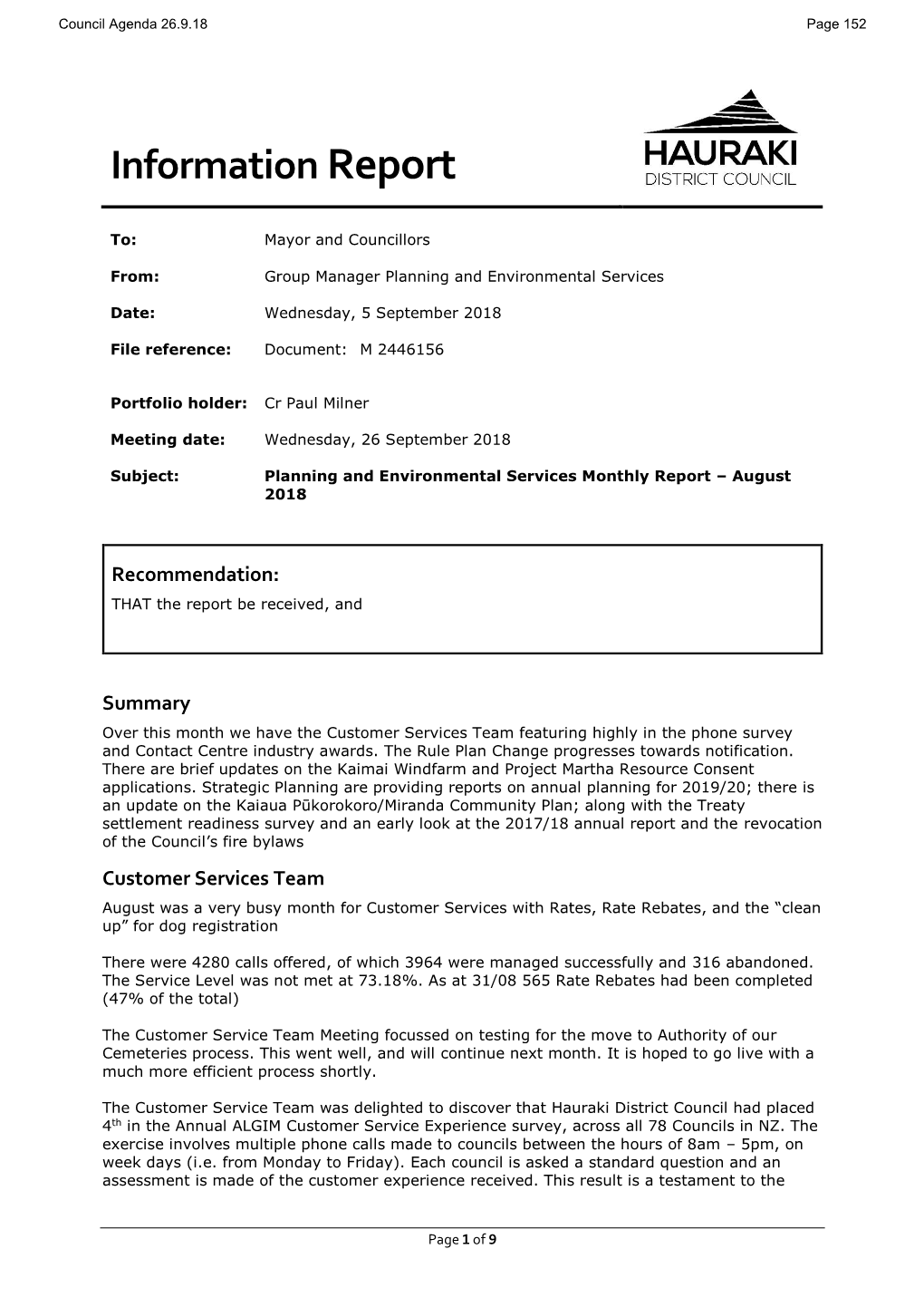 Council Agenda 26.9.18 Page 152