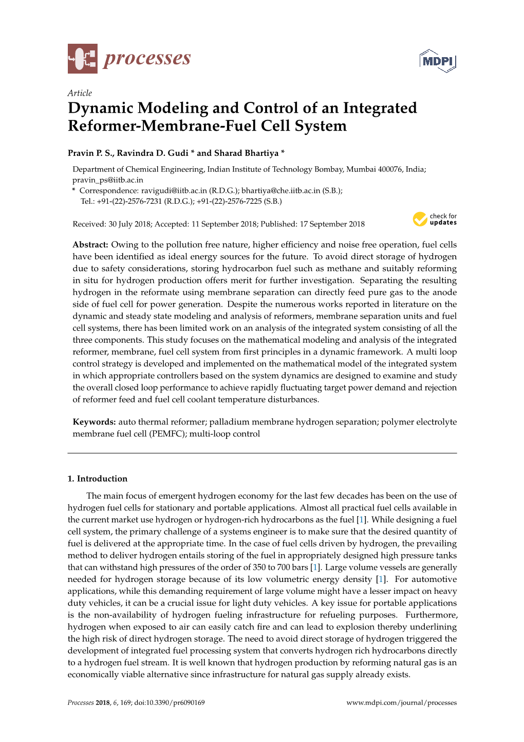 Dynamic Modeling and Control of an Integrated Reformer-Membrane-Fuel Cell System