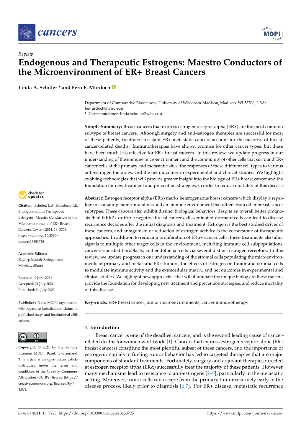 Maestro Conductors of the Microenvironment of ER+ Breast Cancers