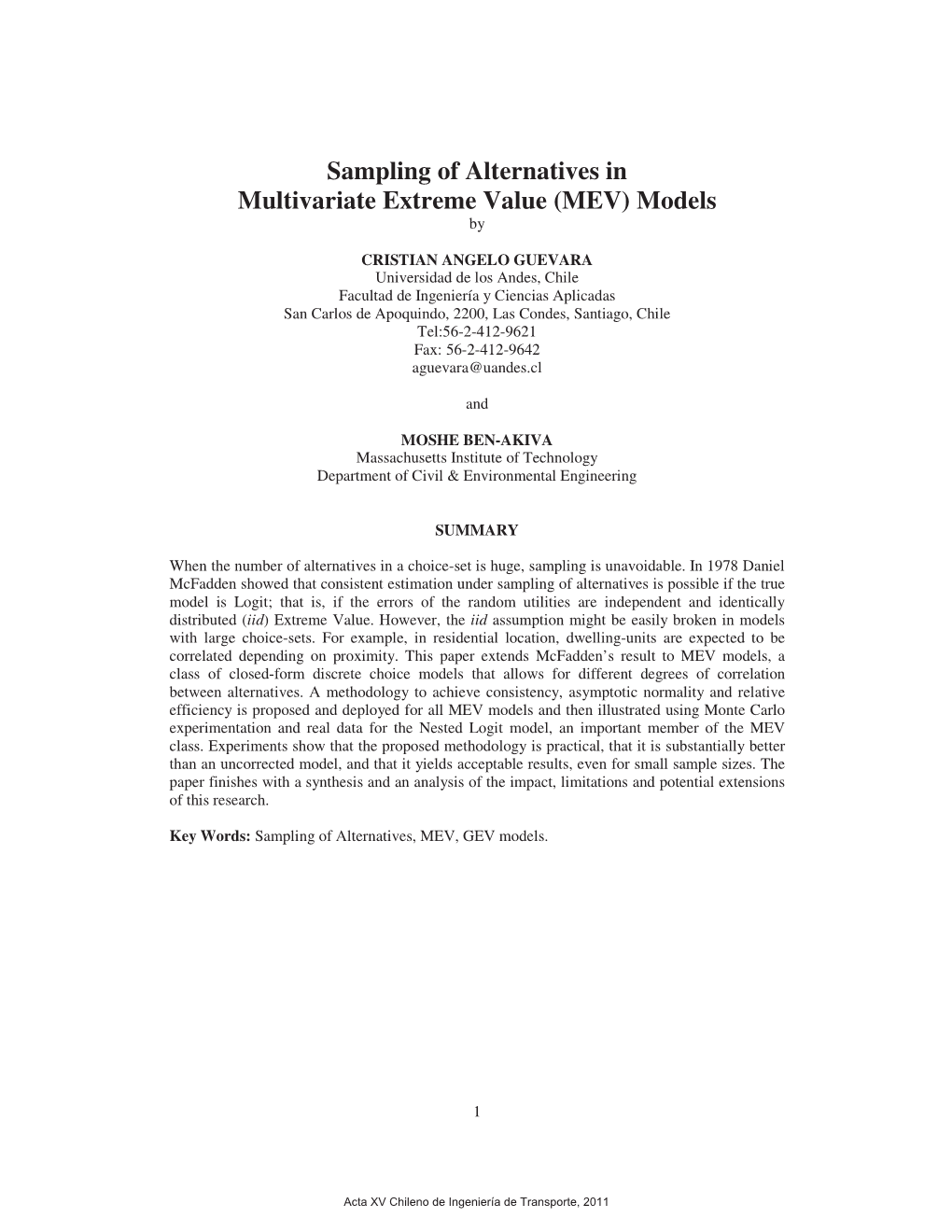 Sampling of Alternatives in Multivariate Extreme Value (MEV) Models By