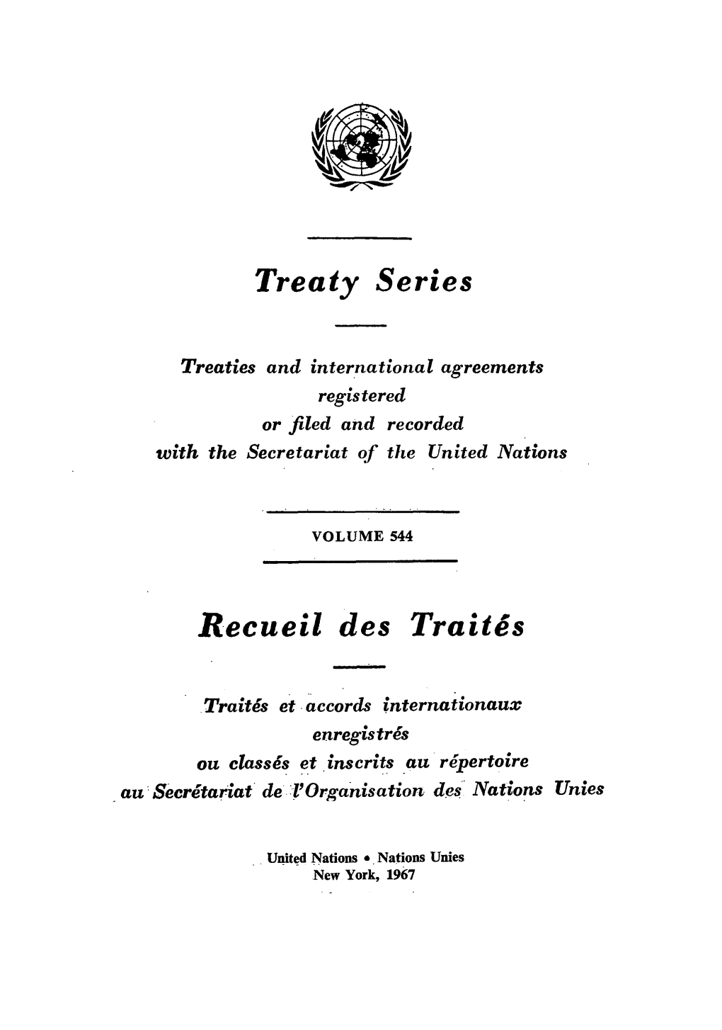 Treaty Series Recueil Des Traiteos