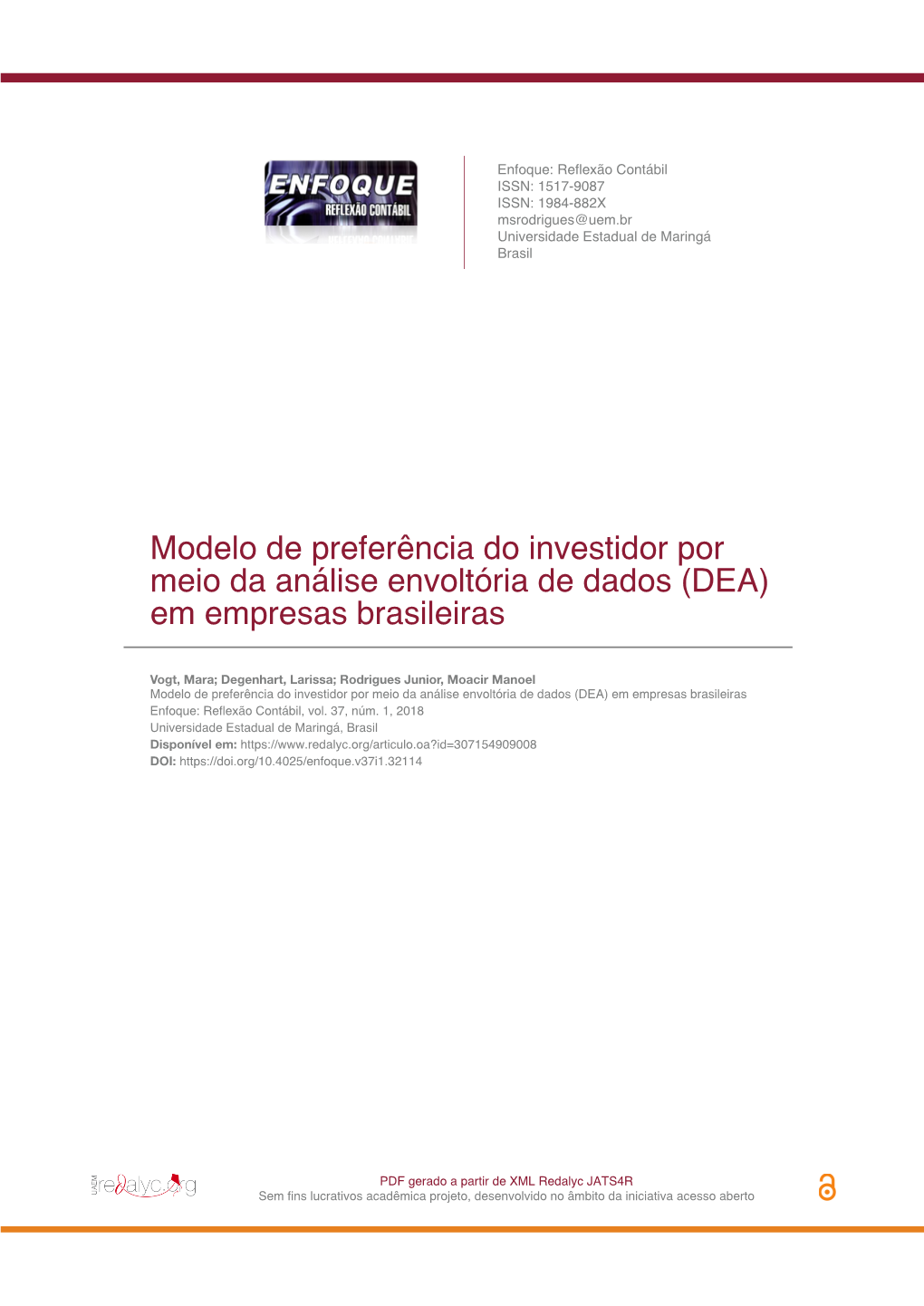 Modelo De Preferência Do Investidor Por Meio Da Análise Envoltória De Dados (DEA) Em Empresas Brasileiras