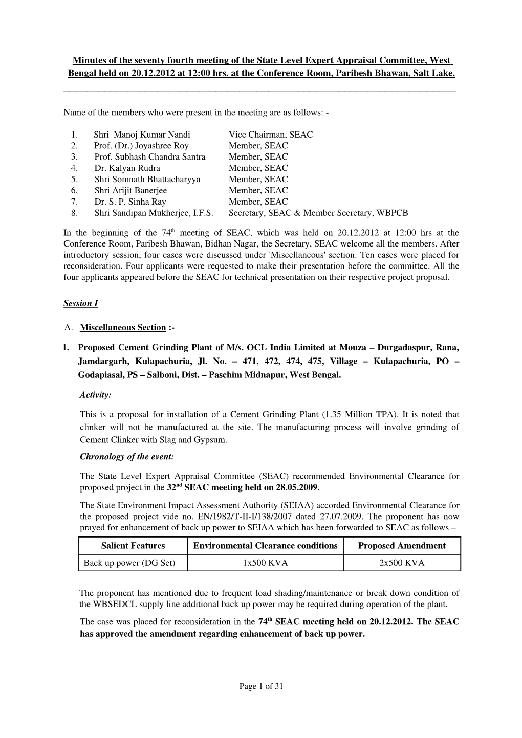 Minutes of the Tenth Meeting of the State Level Expert Appraisa