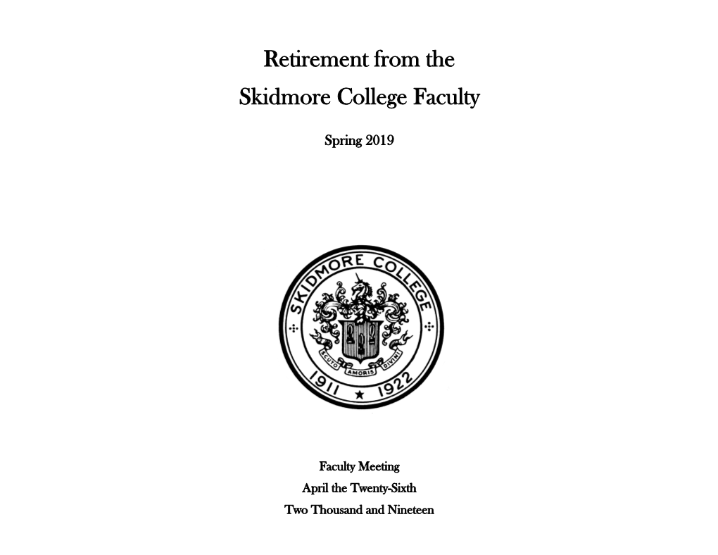 Retirement from the Skidmore College Faculty