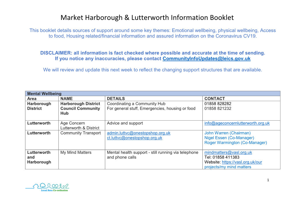 Market Harborough & Lutterworth Information Booklet