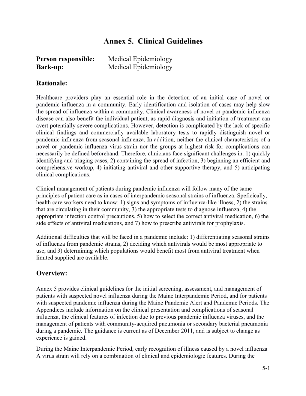 Annex 5. Clinical Guidelines