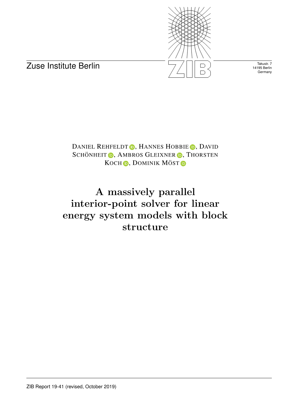 A Massively Parallel Interior-Point Solver for Linear Energy System Models with Block Structure