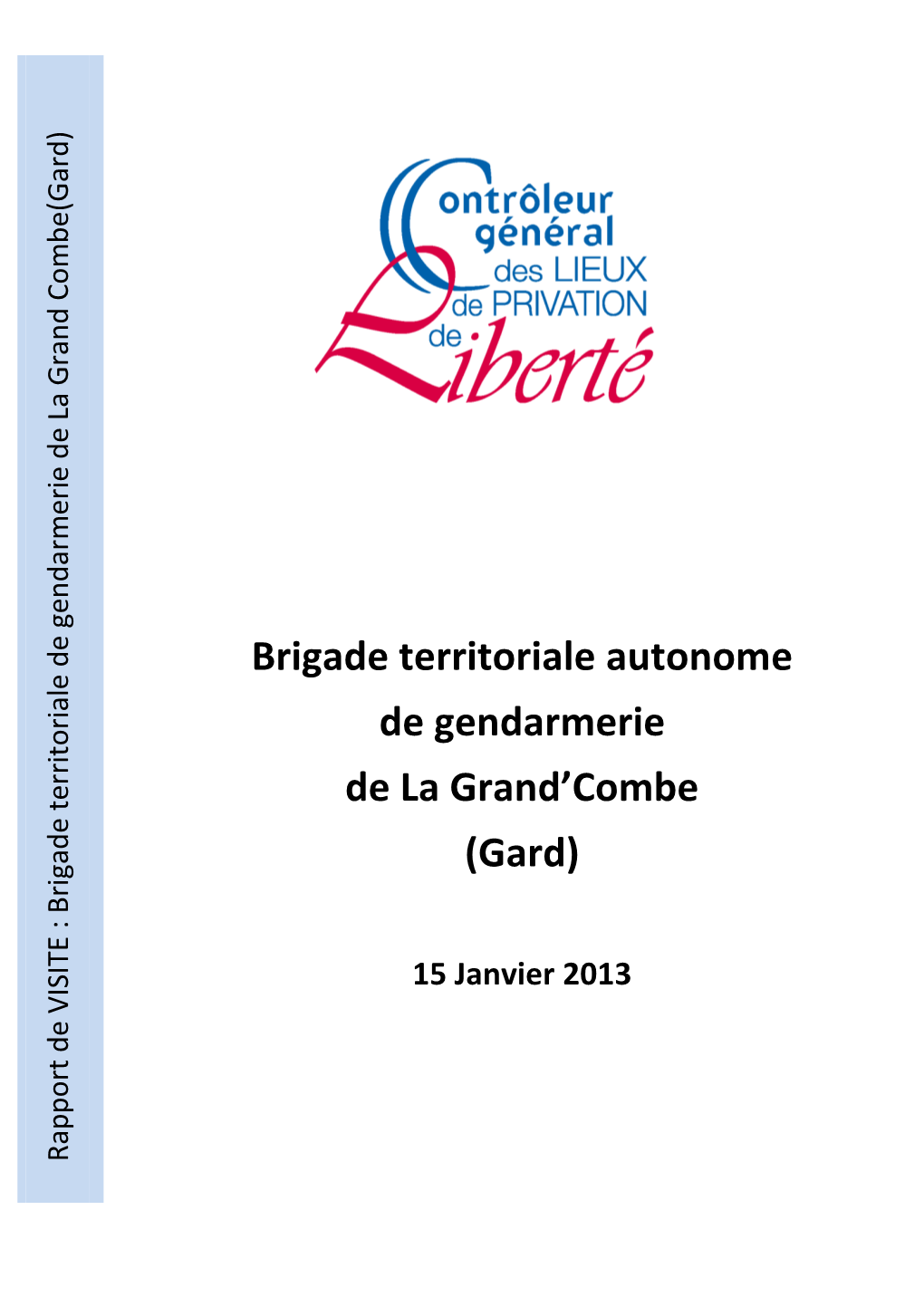Rapport De Visite De La Brigade Territoriale De