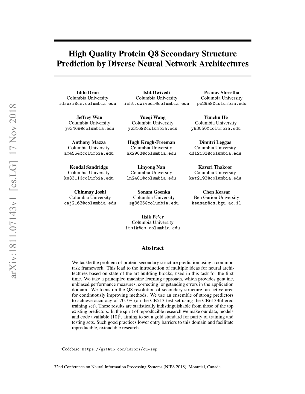 High Quality Prediction of Protein Q8 Secondary Structure by Diverse