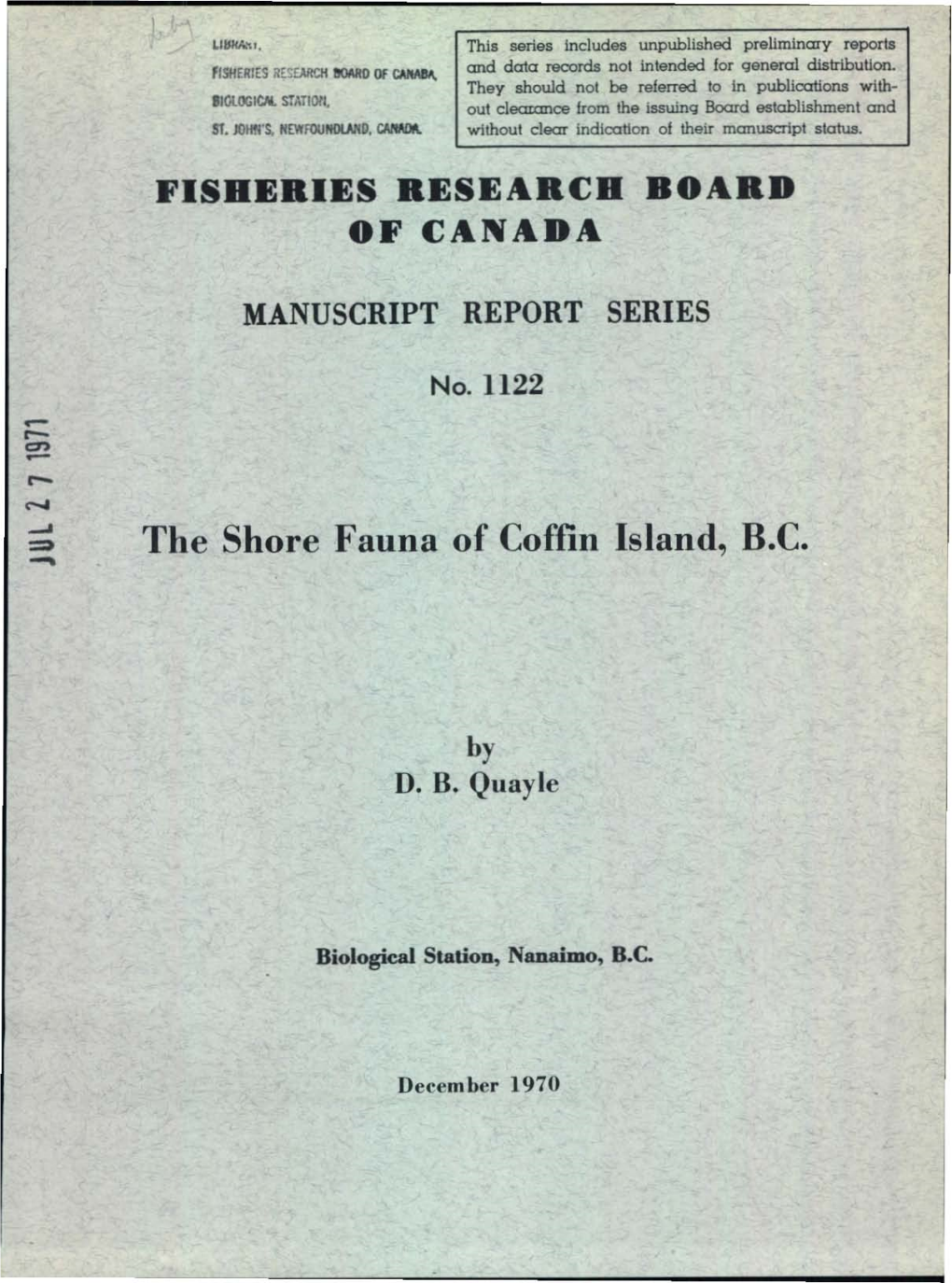 The Shore Fauna of Coffin Island, H.C