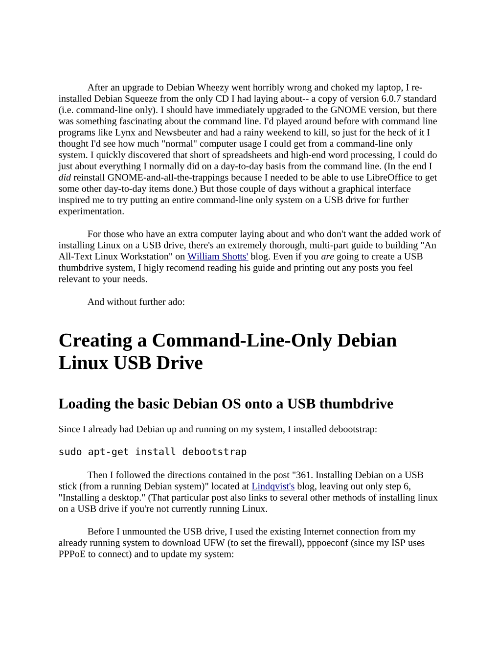 Creating a Command-Line-Only Debian Linux USB Drive