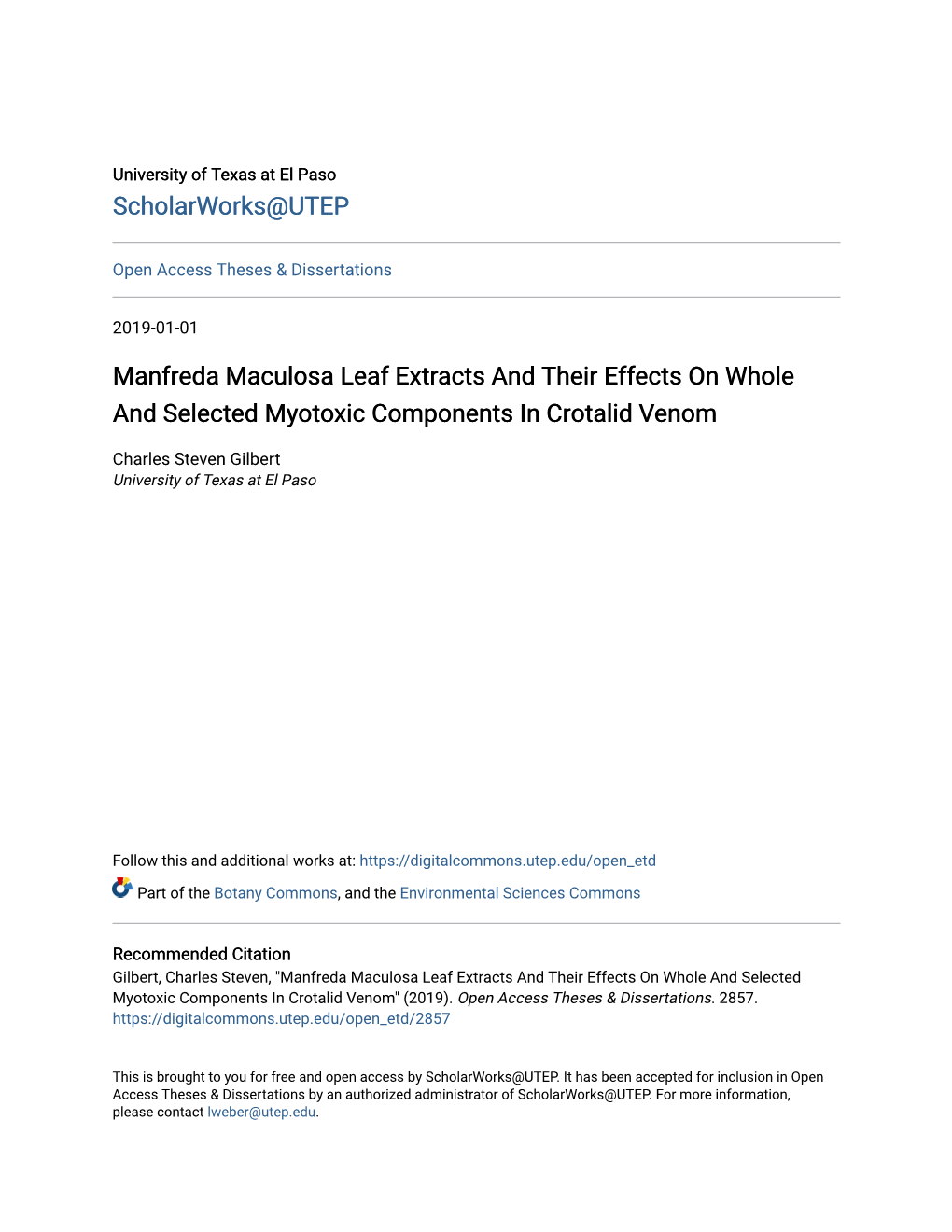 Manfreda Maculosa Leaf Extracts and Their Effects on Whole and Selected Myotoxic Components in Crotalid Venom