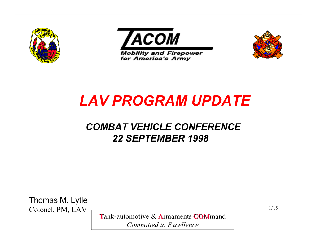 Lav Program Update