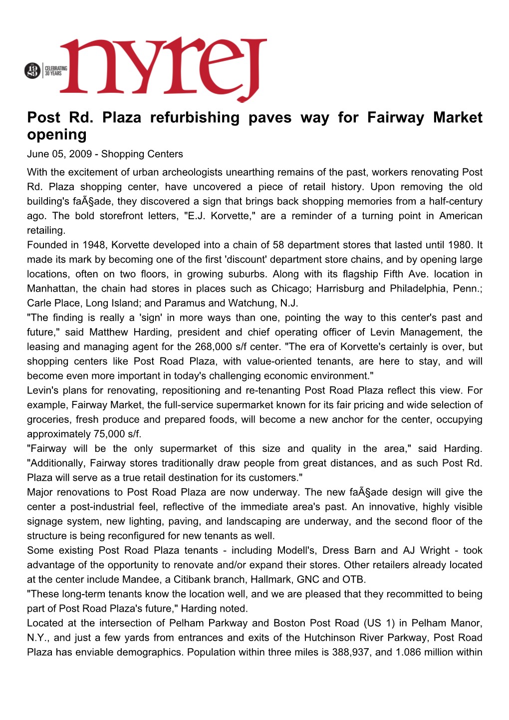 Post Rd. Plaza Refurbishing Paves Way for Fairway Market Opening