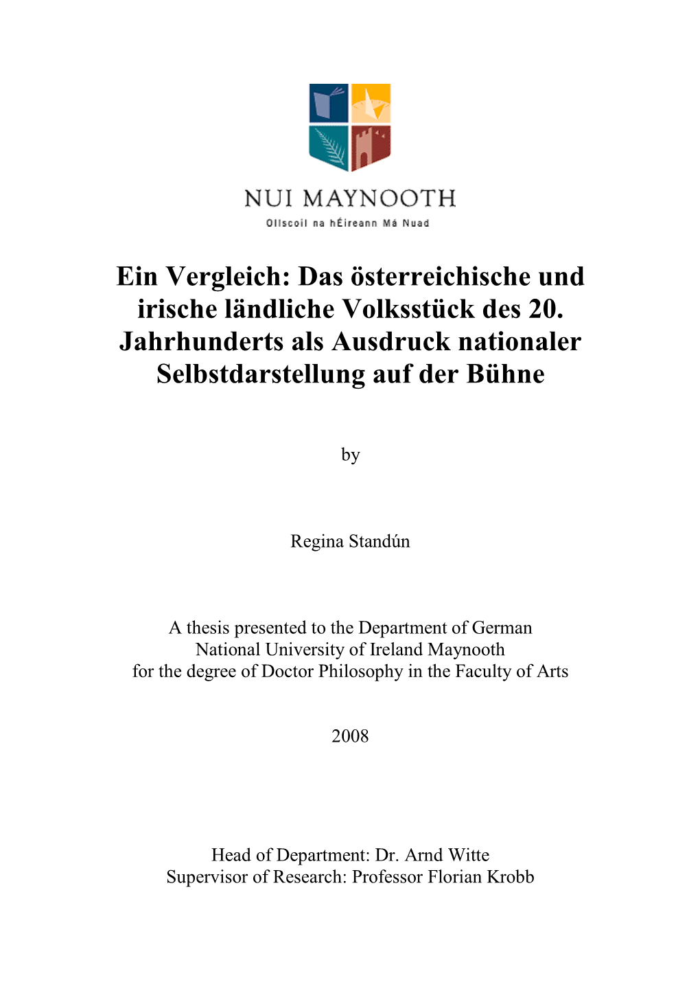 Ein Vergleich: Das Österreichische Und Irische Ländliche Volksstück Des 20