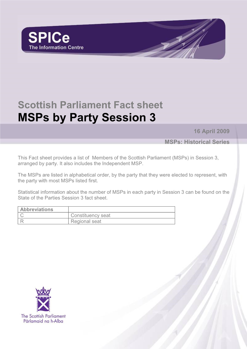 Msps by Party: Session 3