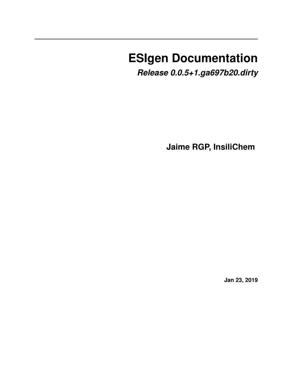 Esigen Documentation Release 0.0.5+1.Ga697b20.Dirty