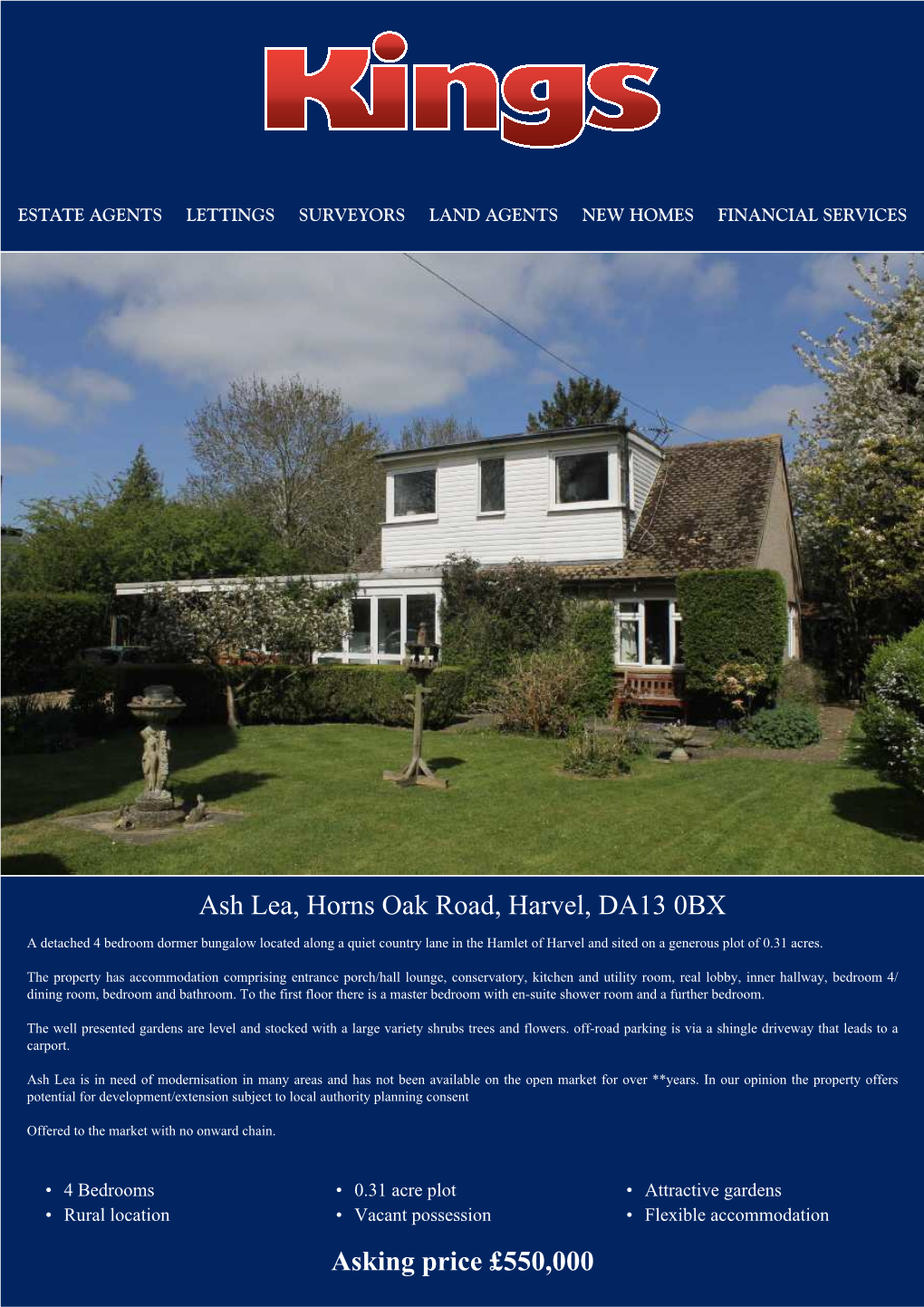 Ash Lea, Horns Oak Road, Harvel, DA13 0BX Asking Price £550,000