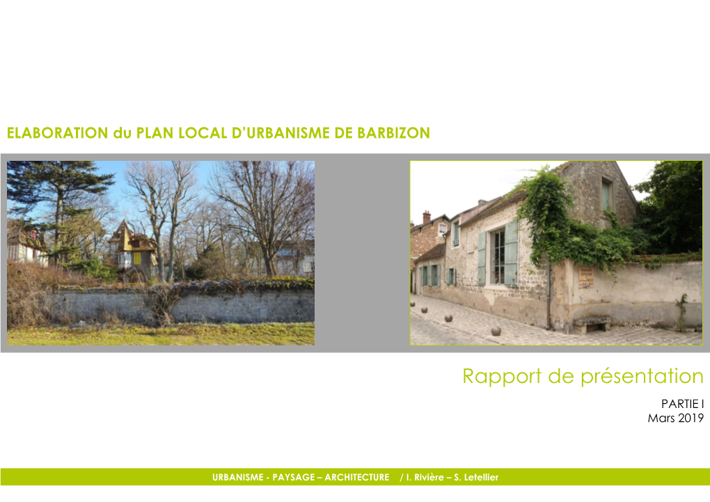 1A. BARBIZON – PLU – Rapport De Présentation -Partie 1. Mars 2019