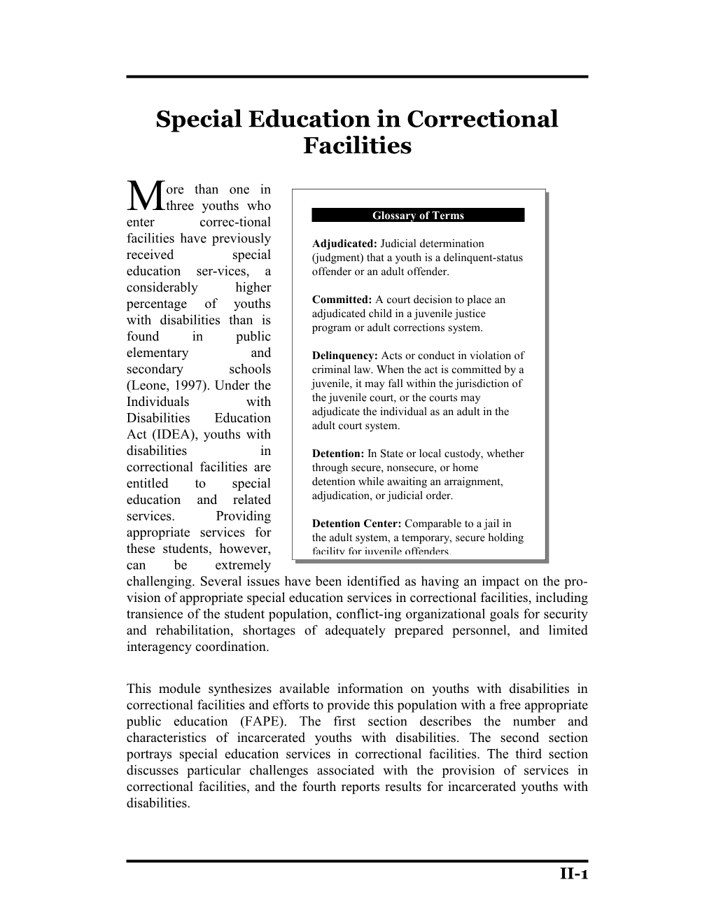 Special Education In Correctional Facilities