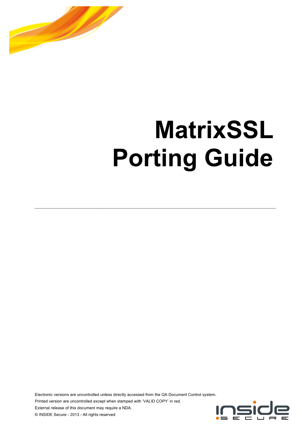 Matrixssl Portingguide