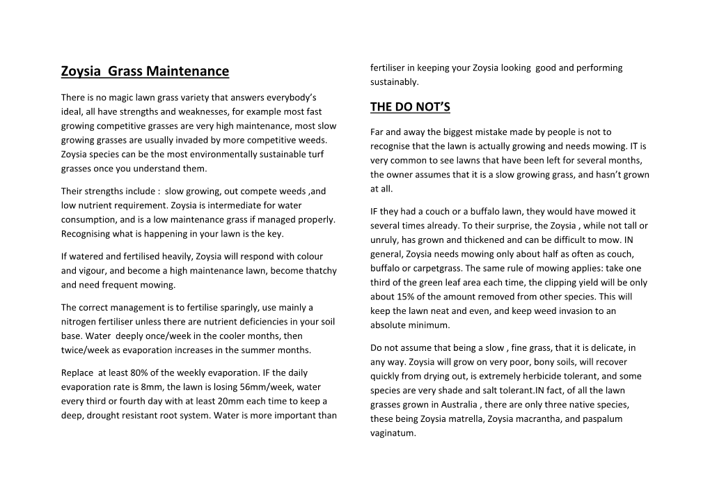 Zoysia Grass Maintenance Fertiliser in Keeping Your Zoysia Looking Good and Performing Sustainably