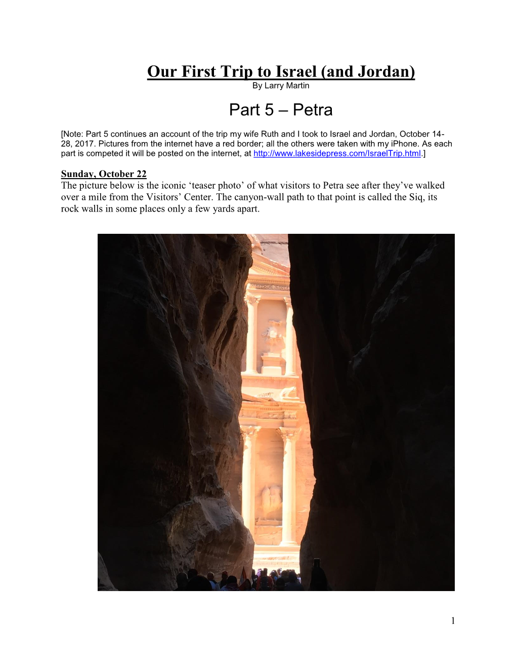 Our First Trip to Israel (And Jordan) Part 5 – Petra