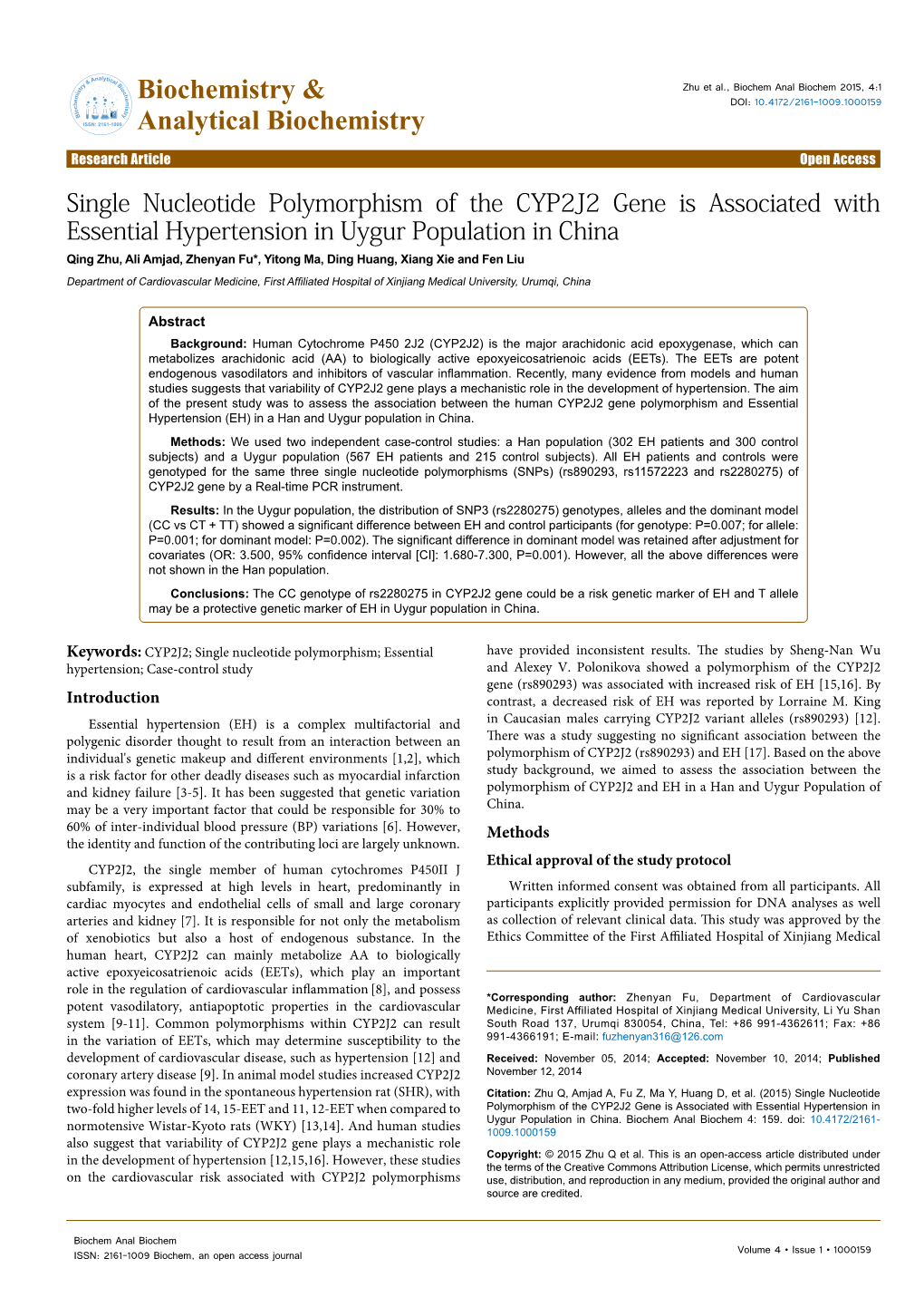 Single Nucleotide Polymorphism of the CYP2J2 Gene Is Associated