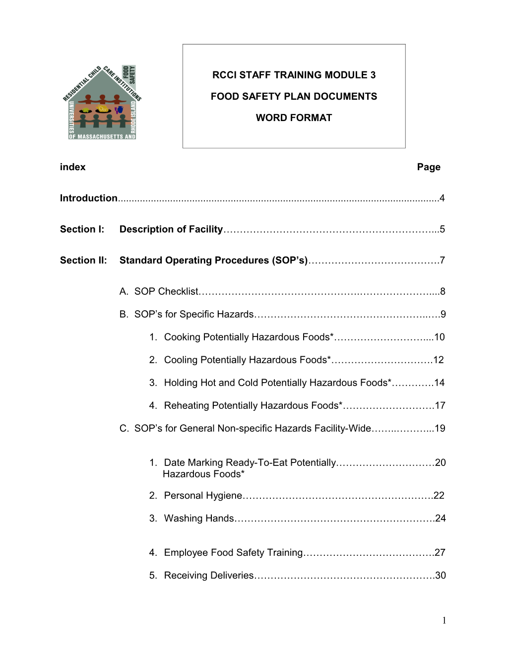 Section II: Standard Operating Procedures (SOP S) .7