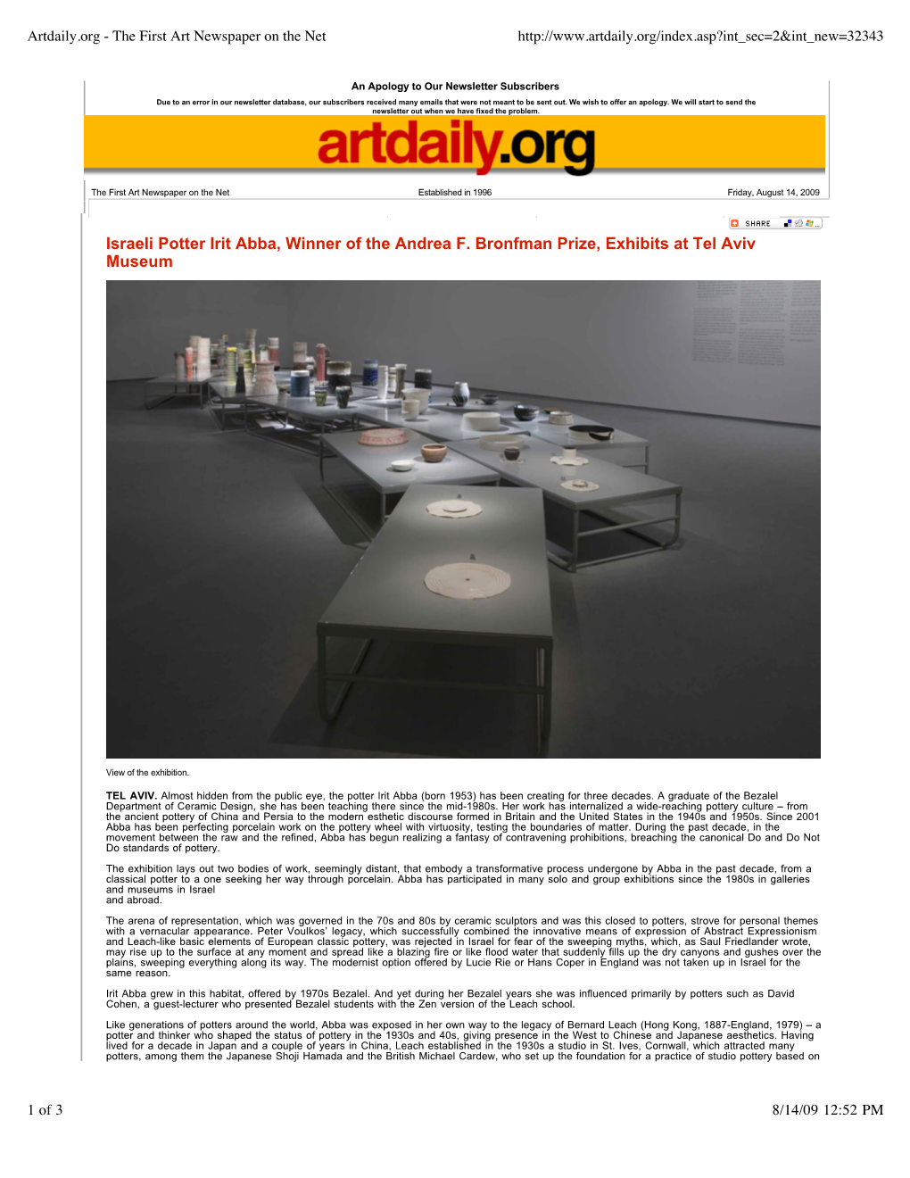 Artdaily.Org - the First Art Newspaper on the Net