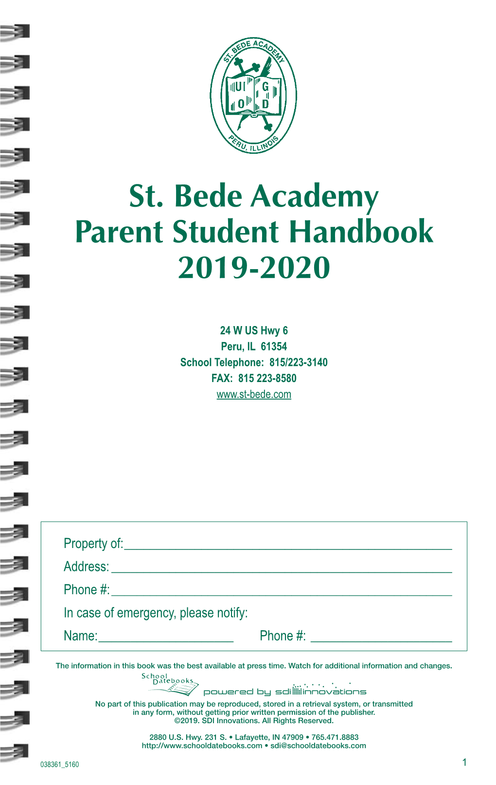 St. Bede Academy Parent Student Handbook 2019-2020