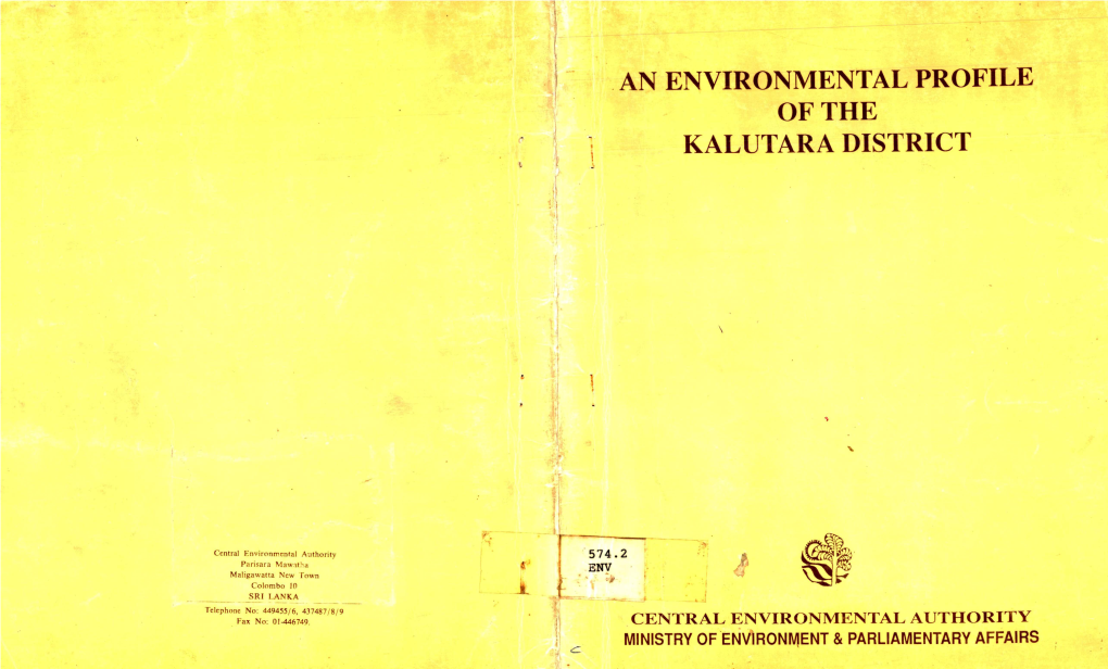 An Environmental Profile of the Kalutara District